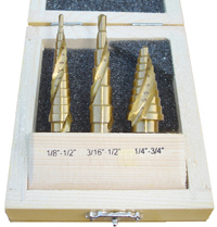 3PCS SET HSS STEP DRILLS INCH